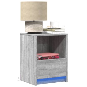 Bedside table with LED lights in gray Sonoma engineered wood by , Nightstands - Ref: Foro24-852029, Price: 48,29 €, Discount: %