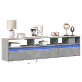 Wall-mounted TV unit with LED in concrete gray, 180x31x45 cm by , TV Furniture - Ref: Foro24-3307943, Price: 171,54 €, Discou...