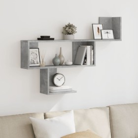 Engineered wood gray concrete wall shelf