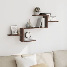 Engineered wood brown oak wall shelf 104x15x49 cm by , Shelves and shelves - Ref: Foro24-853206, Price: 29,21 €, Discount: %