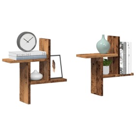 Wall shelves 2 units aged engineered wood 38x12x38cm by , Shelves and shelves - Ref: Foro24-853252, Price: 21,99 €, Discount: %