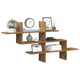 Engineered oak wood artisan wall shelf 124.5x18x60.5 cm by , Shelves and shelves - Ref: Foro24-853271, Price: 34,99 €, Discou...