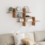 Engineered oak wood artisan wall shelf 124.5x18x60.5 cm by , Shelves and shelves - Ref: Foro24-853271, Price: 34,73 €, Discou...