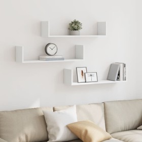 Wall shelves 2 units white engineered wood 80x18x18 cm by , Shelves and shelves - Ref: Foro24-853290, Price: 33,11 €, Discoun...