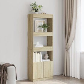 Engineered wood high sideboard in Sonoma oak 63x33x180 cm by , Bookcases and shelves - Ref: Foro24-3309602, Price: 130,99 €, ...