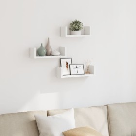 Wall shelf 3 units engineered wood white by , Shelves and shelves - Ref: Foro24-853308, Price: 18,17 €, Discount: %