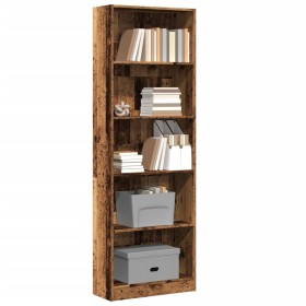 Engineered wood bookshelf in aged color, 60x24x176 cm by , Bookcases and shelves - Ref: Foro24-857828, Price: 70,99 €, Discou...