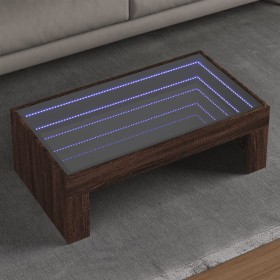 Mesa de centro con Infinity LED marrón roble 90x50x30 cm de , Mesas de centro - Ref: Foro24-847622, Precio: 114,50 €, Descuen...