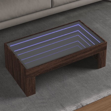 Mesa de centro con Infinity LED marrón roble 90x50x30 cm de , Mesas de centro - Ref: Foro24-847622, Precio: 114,41 €, Descuen...