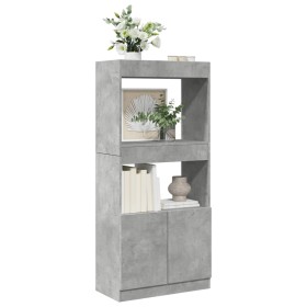 Aparador de madera de ingeniería gris hormigón 63x33x140 cm de , Librerías y estanterías - Ref: Foro24-855109, Precio: 83,49 ...