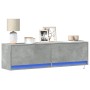 Wall-mounted TV unit with LED lights in concrete gray, 140x31x38 cm. by , TV Furniture - Ref: Foro24-852372, Price: 108,16 €,...