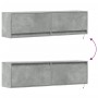 Wall-mounted TV unit with LED lights in concrete gray, 140x31x38 cm. by , TV Furniture - Ref: Foro24-852372, Price: 108,16 €,...