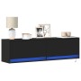 Wall-mounted TV stand with LED lights black 140x31x38 cm by , TV Furniture - Ref: Foro24-852370, Price: 111,67 €, Discount: %