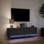 Wall-mounted TV stand with LED lights black 140x31x38 cm by , TV Furniture - Ref: Foro24-852370, Price: 111,67 €, Discount: %