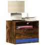 Wall-mounted bedside table with LED lights in smoked oak. by , Nightstands - Ref: Foro24-852069, Price: 54,26 €, Discount: %