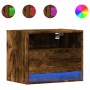 Wall-mounted bedside table with LED lights in smoked oak. by , Nightstands - Ref: Foro24-852069, Price: 54,26 €, Discount: %