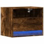 Wall-mounted bedside table with LED lights in smoked oak. by , Nightstands - Ref: Foro24-852069, Price: 54,26 €, Discount: %