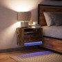 Wall-mounted bedside table with LED lights in smoked oak. by , Nightstands - Ref: Foro24-852069, Price: 54,26 €, Discount: %