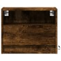 Wall-mounted bedside table with LED lights in smoked oak. by , Nightstands - Ref: Foro24-852069, Price: 54,26 €, Discount: %