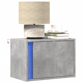 Wall-mounted bedside table with LED lights in concrete gray by , Nightstands - Ref: Foro24-852095, Price: 43,99 €, Discount: %