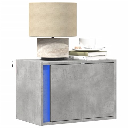 Wall-mounted bedside table with LED lights in concrete gray by , Nightstands - Ref: Foro24-852095, Price: 43,10 €, Discount: %