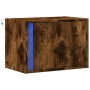 Wall-mounted bedside table with LED lights in smoked oak. by , Nightstands - Ref: Foro24-852097, Price: 43,10 €, Discount: %