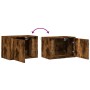 Wall-mounted bedside table with LED lights in smoked oak. by , Nightstands - Ref: Foro24-852097, Price: 43,10 €, Discount: %