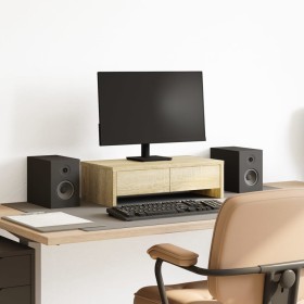 Monitor stand made of Sonoma oak wood drawers 50x27x15 cm by , Computer bases and risers - Ref: Foro24-854663, Price: 30,30 €...