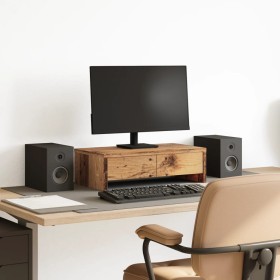 Monitor stand with aged wood drawers 50x27x15 cm by , Computer bases and risers - Ref: Foro24-854668, Price: 30,99 €, Discoun...