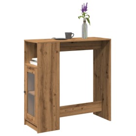 Tall table with oak wood shelves artisan 101x40x103.5 cm by , Kitchen and dining tables - Ref: Foro24-854372, Price: 84,86 €,...