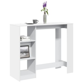 Mesa bar con estante madera ingeniería blanca 124x46x103,5 cm de , Mesas de cocina y de comedor - Ref: Foro24-854391, Precio:...