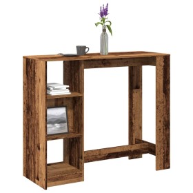 Bar table with aged wood shelf 124x46x103.5 cm by , Kitchen and dining tables - Ref: Foro24-854398, Price: 84,99 €, Discount: %