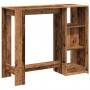 Bar table with aged wood shelf 124x46x103.5 cm by , Kitchen and dining tables - Ref: Foro24-854398, Price: 84,99 €, Discount: %