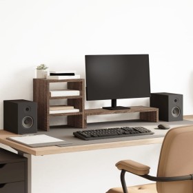 Soporte monitor con organizador escritorio madera marrón roble de , Bases y elevadores para ordenadores - Ref: Foro24-854739,...