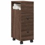 Narrow brown oak wood bathroom cabinet with wheels by , Lockers and storage cabinets - Ref: Foro24-855238, Price: 56,05 €, Di...