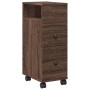 Narrow brown oak wood bathroom cabinet with wheels by , Lockers and storage cabinets - Ref: Foro24-855238, Price: 56,05 €, Di...