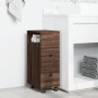 Narrow brown oak wood bathroom cabinet with wheels by , Lockers and storage cabinets - Ref: Foro24-855238, Price: 56,05 €, Di...