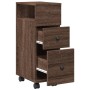 Narrow brown oak wood bathroom cabinet with wheels by , Lockers and storage cabinets - Ref: Foro24-855238, Price: 56,05 €, Di...