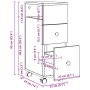 Schmaler Badezimmerschrank mit Rollen aus braunem Eichenholz. von , Schließfächer und Lagerschränke - Ref: Foro24-855238, Pre...