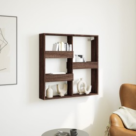 Engineered wood brown oak wall cabinet 80x15x80 cm by , Shelves and shelves - Ref: Foro24-854550, Price: 45,98 €, Discount: %