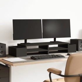 Screen stand with black wood storage 100x27x15 cm by , Computer bases and risers - Ref: Foro24-854689, Price: 42,82 €, Discou...