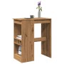 Tall table with oak wood shelves, artisanal, 90x47.5x103.5 cm. by , Kitchen and dining tables - Ref: Foro24-854345, Price: 85...