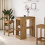 Tall table with oak wood shelves, artisanal, 90x47.5x103.5 cm. by , Kitchen and dining tables - Ref: Foro24-854345, Price: 85...