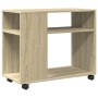 Mesa auxiliar con ruedas madera roble Sonoma 70x35x60 cm de , Mesas auxiliares - Ref: Foro24-853148, Precio: 48,05 €, Descuen...