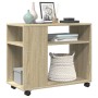 Mesa auxiliar con ruedas madera roble Sonoma 70x35x60 cm de , Mesas auxiliares - Ref: Foro24-853148, Precio: 48,05 €, Descuen...