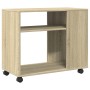 Mesa auxiliar con ruedas madera roble Sonoma 70x35x60 cm de , Mesas auxiliares - Ref: Foro24-853148, Precio: 48,05 €, Descuen...