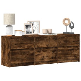 LED TV stand in smoked oak engineered wood, 140x34x50 cm by , TV Furniture - Ref: Foro24-3307923, Price: 159,88 €, Discount: %