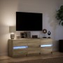 Mueble de TV LED madera de ingeniería roble Sonoma 140x34x50 cm de , Muebles TV - Ref: Foro24-3307921, Precio: 160,05 €, Desc...