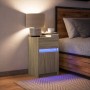 Mesita de noche con luces LED madera de ingeniería roble Sonoma de , Mesitas de noche - Ref: Foro24-852002, Precio: 53,63 €, ...