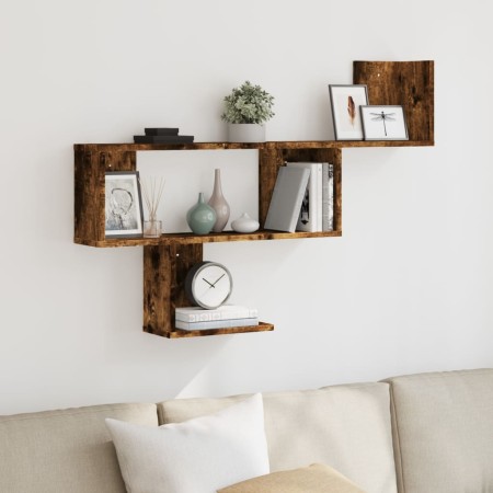 Engineered smoked oak wood wall shelf 100x15x70 cm by , Shelves and shelves - Ref: Foro24-853195, Price: 35,34 €, Discount: %